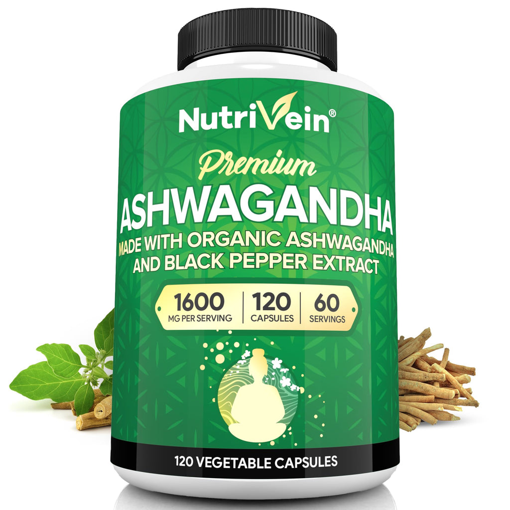 Nutrivein Premium Ashwagandha Capsules 1600mg - 120 Capsules