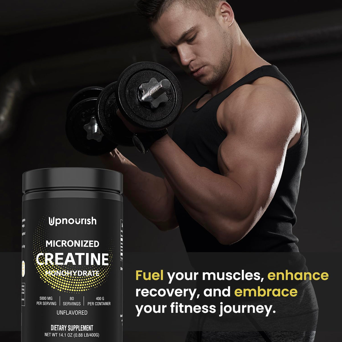 UpNourish Micronized Creatine Monohydrate Powder - 400g - image 6