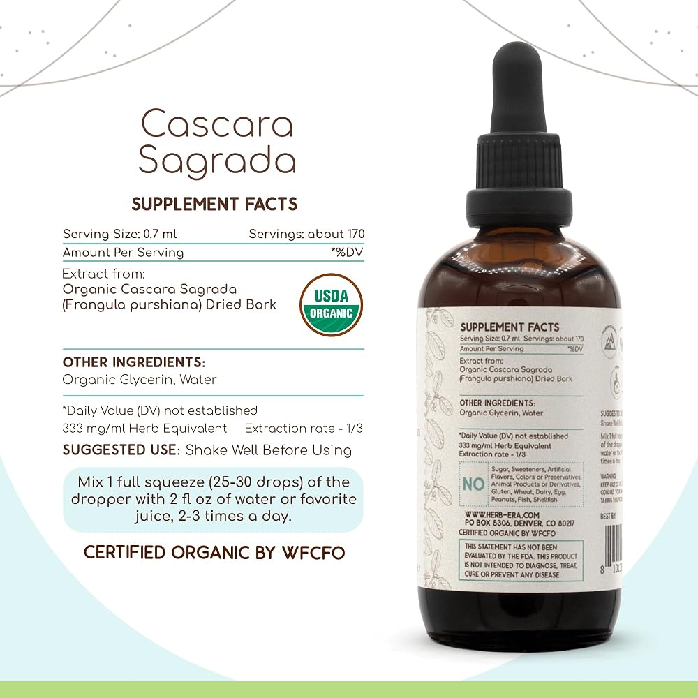 HerbEra Cascara Sagrada USDA Organic Tincture