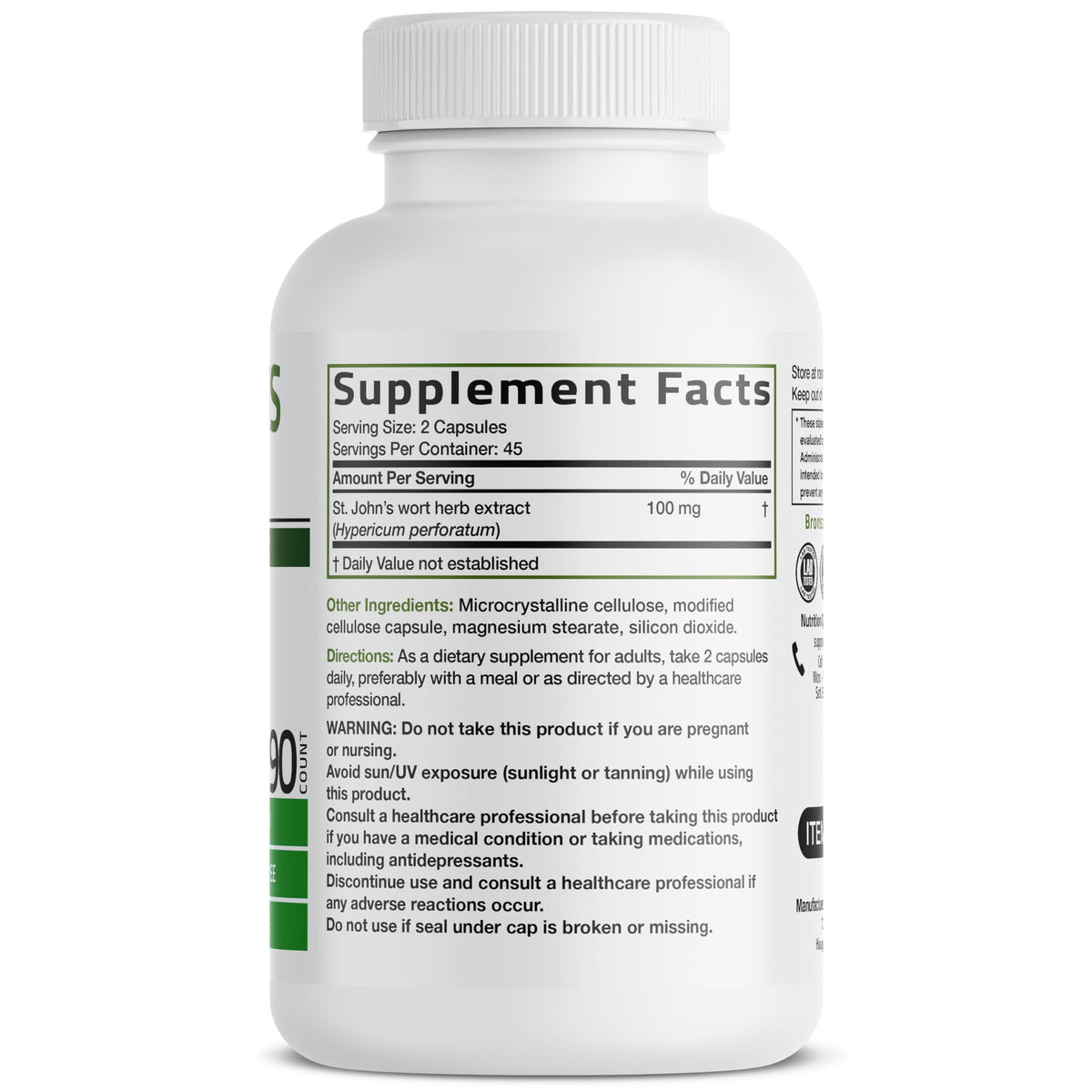 Bronson St. John's Wort 700 MG per Serving Hypericum Perforatum