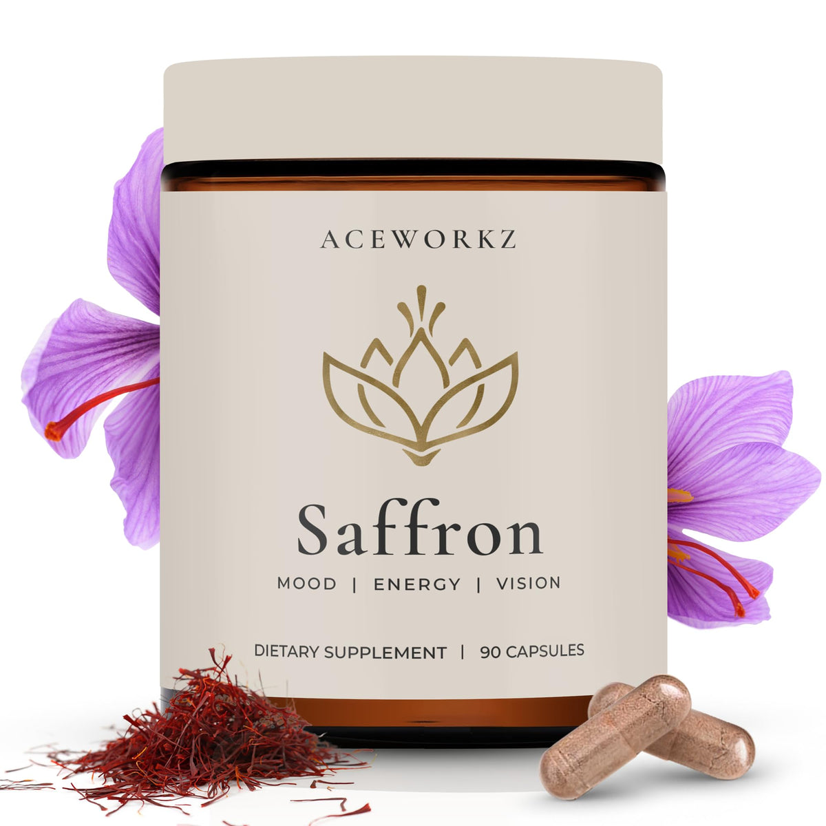 ACEWORKZ Appetite Suppressant Capsules with Saffron & BioPerine - 90 Capsules