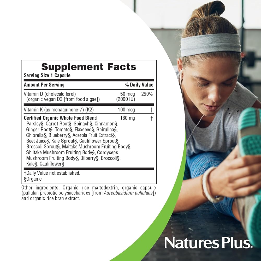 NaturesPlus Source of Life Garden Vitamin D3 & K2 - 60 Capsules - image 5