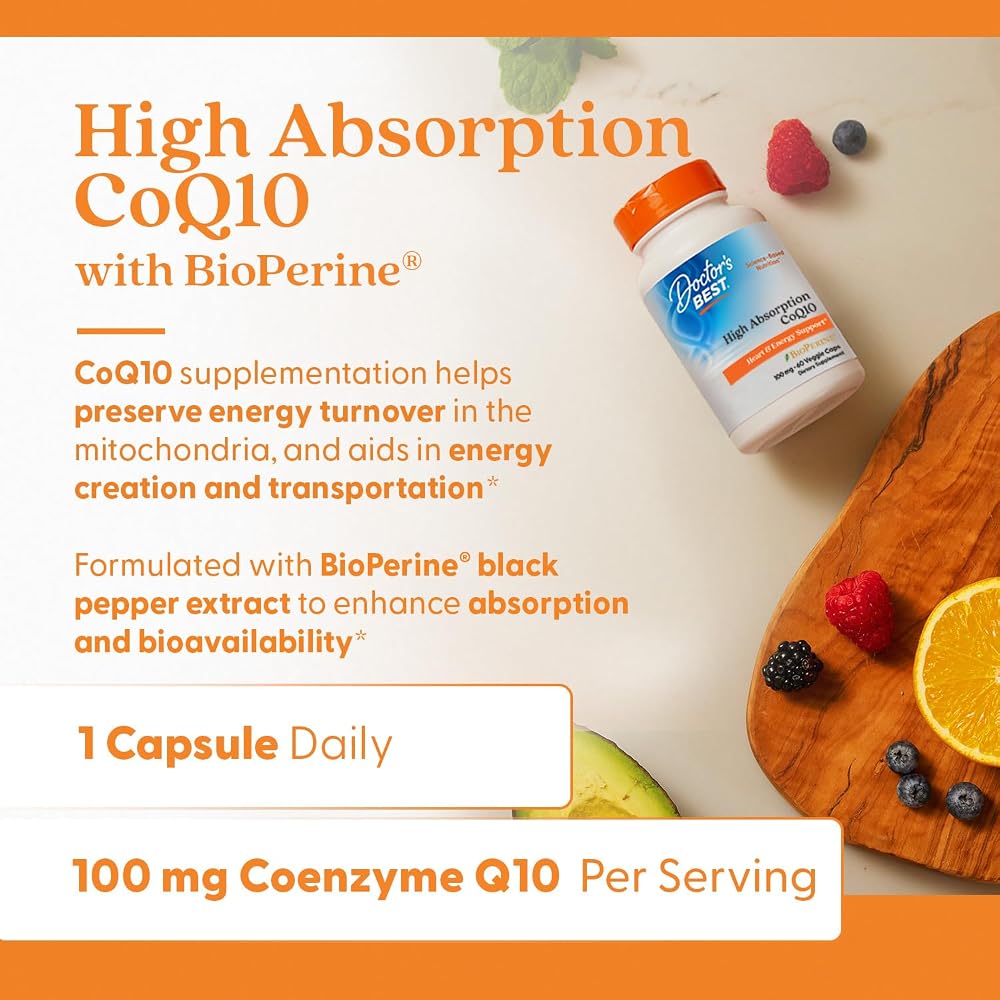 Doctor's BEST High Absorption CoQ10 with BioPerine - 60 Vegetarian Capsules - image 4