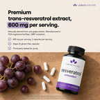 Luma Nutrition Pure Resveratrol 600mg Antioxidant - 60 Capsules - image 3