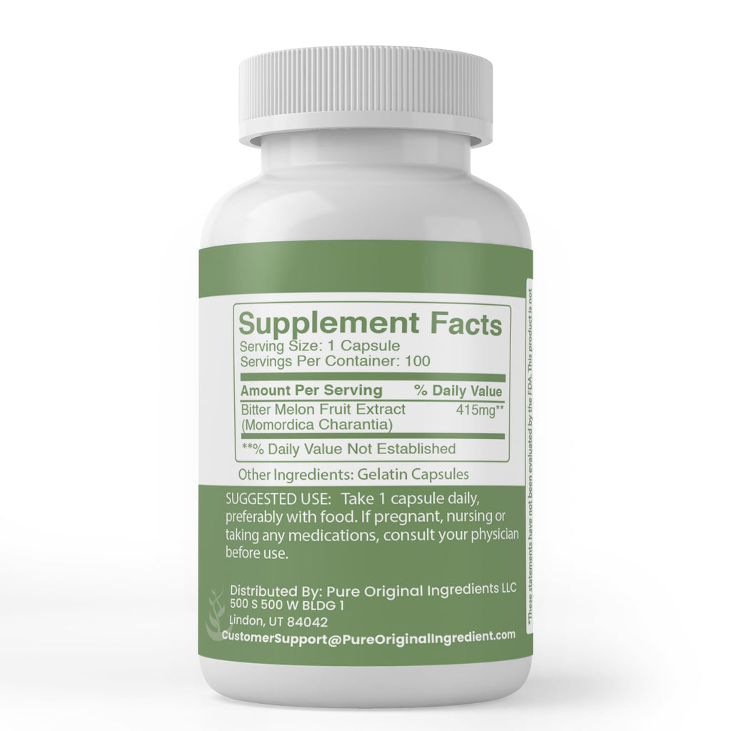 PURE ORIGINAL INGREDIENTS Bitter Melon Extract - 100 Capsules - image 2