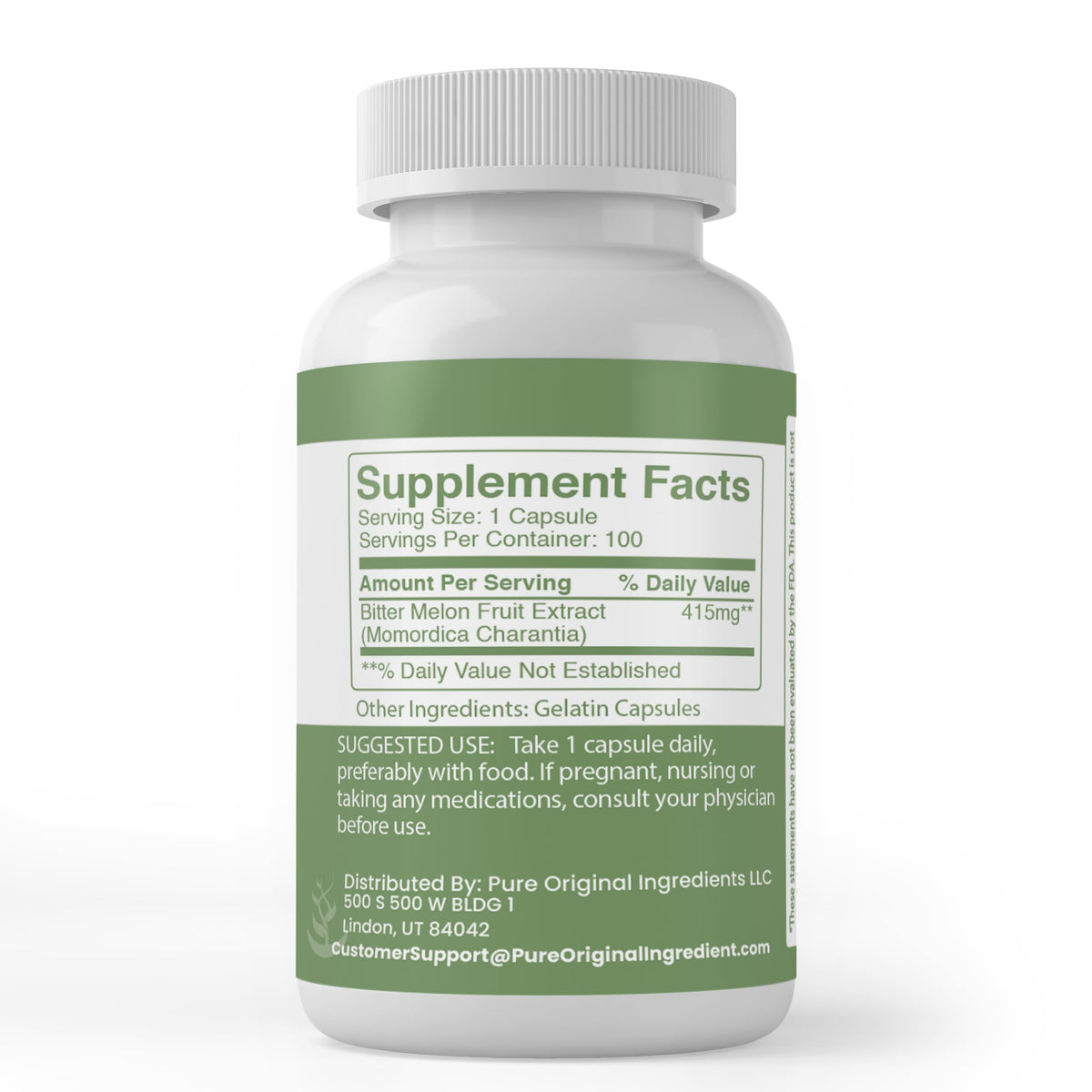 PURE ORIGINAL INGREDIENTS Bitter Melon Extract - 100 Capsules - image 2