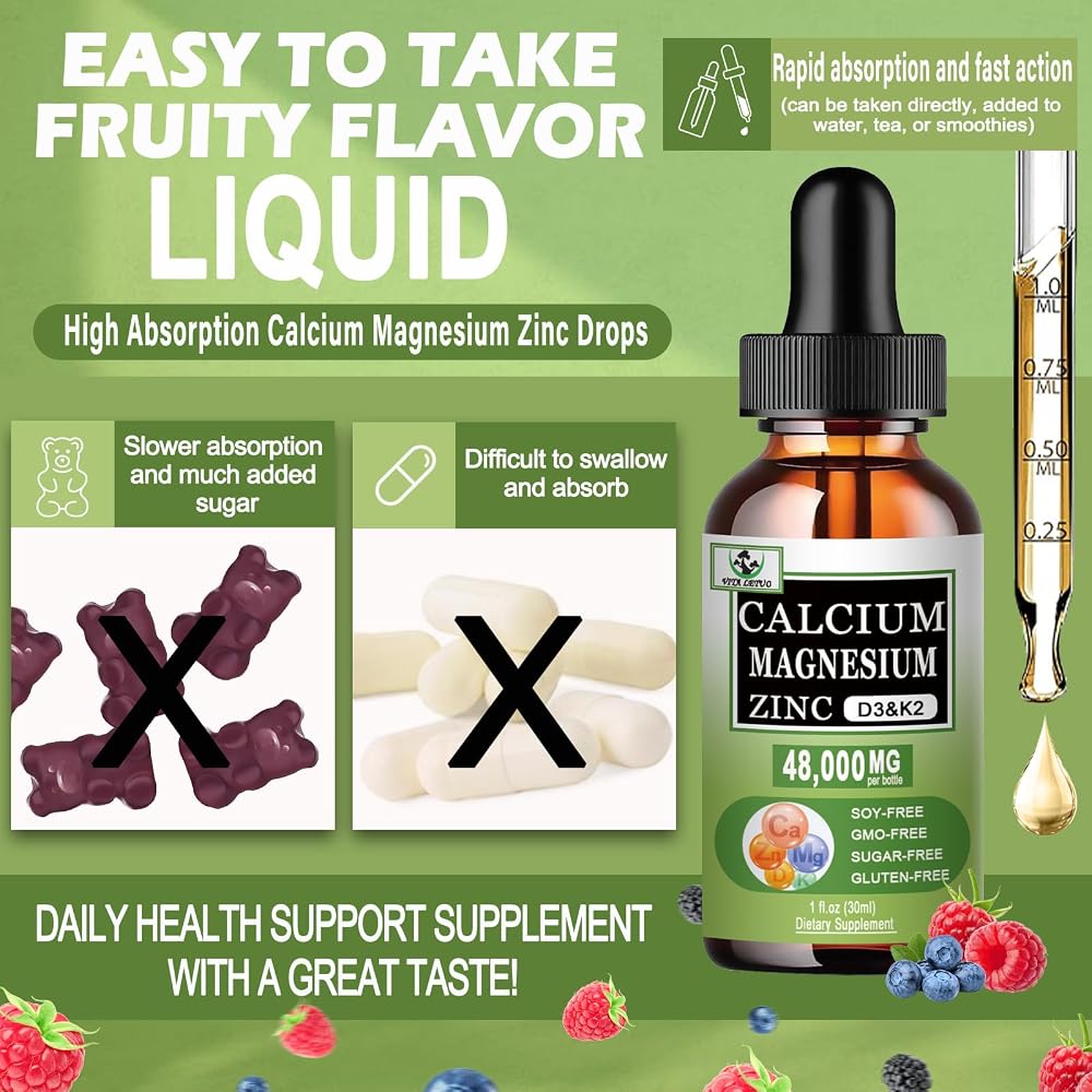 Vita Letuo Calcium Magnesium Zinc Liquid Drops - 1 Fl Oz - image 5