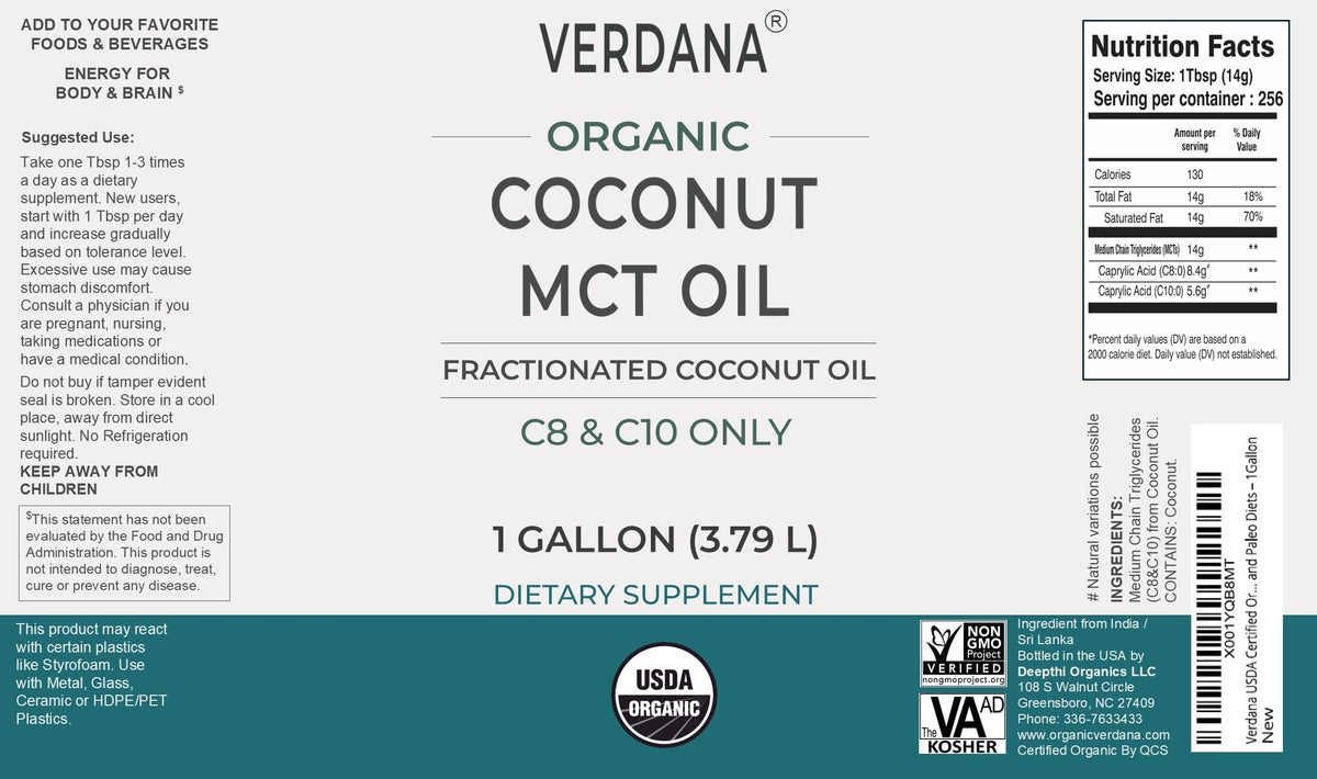 Verdana Organic MCT Oil Fractionated Coconut - 128 Fl Oz - image 6