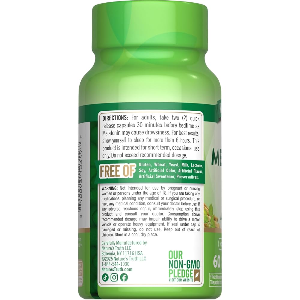 Nature's Truth Melatonin 10mg with Ashwagandha - 60 Capsules - image 7