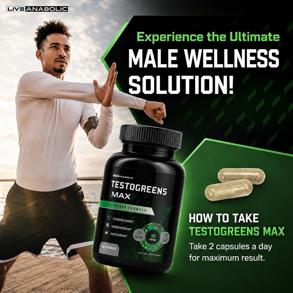 Live Anabolic TestoGreens Max Men's Greens Supplement - 60 Capsules - image 5