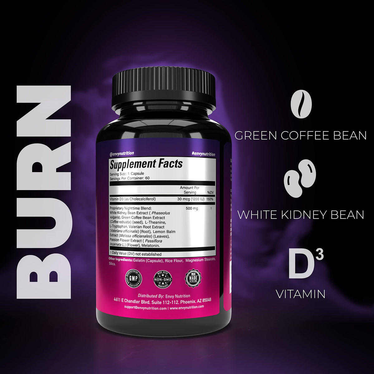 Envy Nutrition Night Time Fat Burner with Green Coffee Bean Extract - image 3