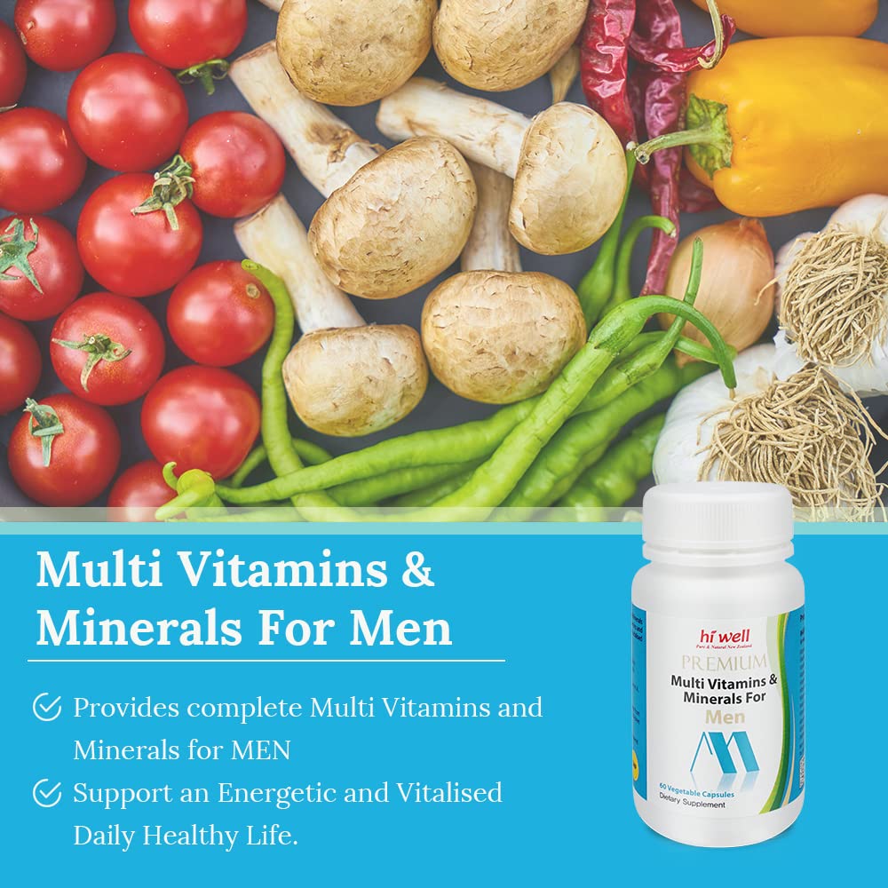 HI WELL Premium Multi Vitamins & Minerals for Men - 60 Vegetarian Capsules - image 3