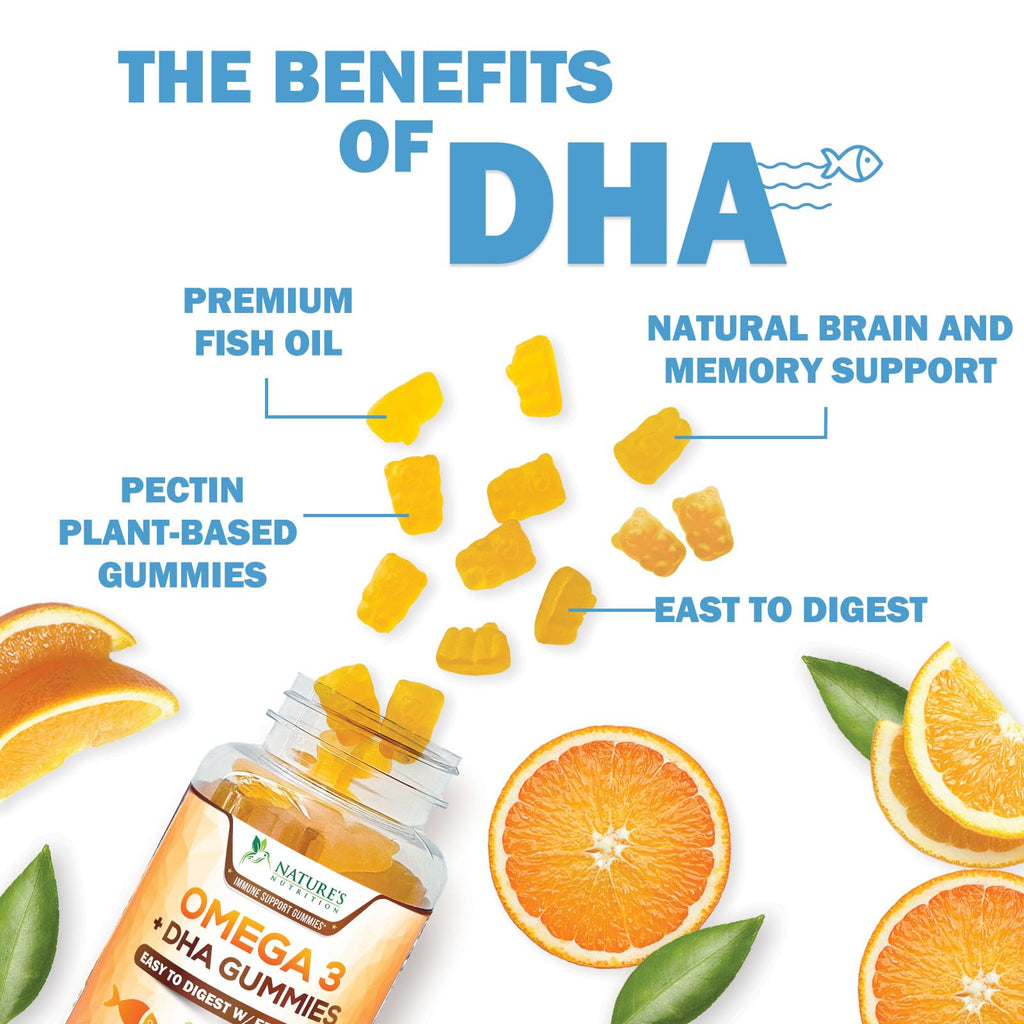 Nature's Nutrition Omega 3 Fish Oil Gummies - Extra Strength Omega-3