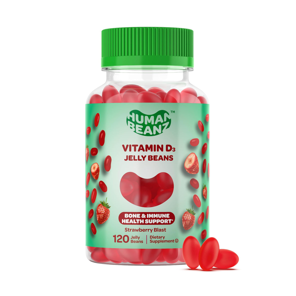 Human Beanz Vitamin D3 Jelly Bean Gummies 2000 IU - 120 Gummies