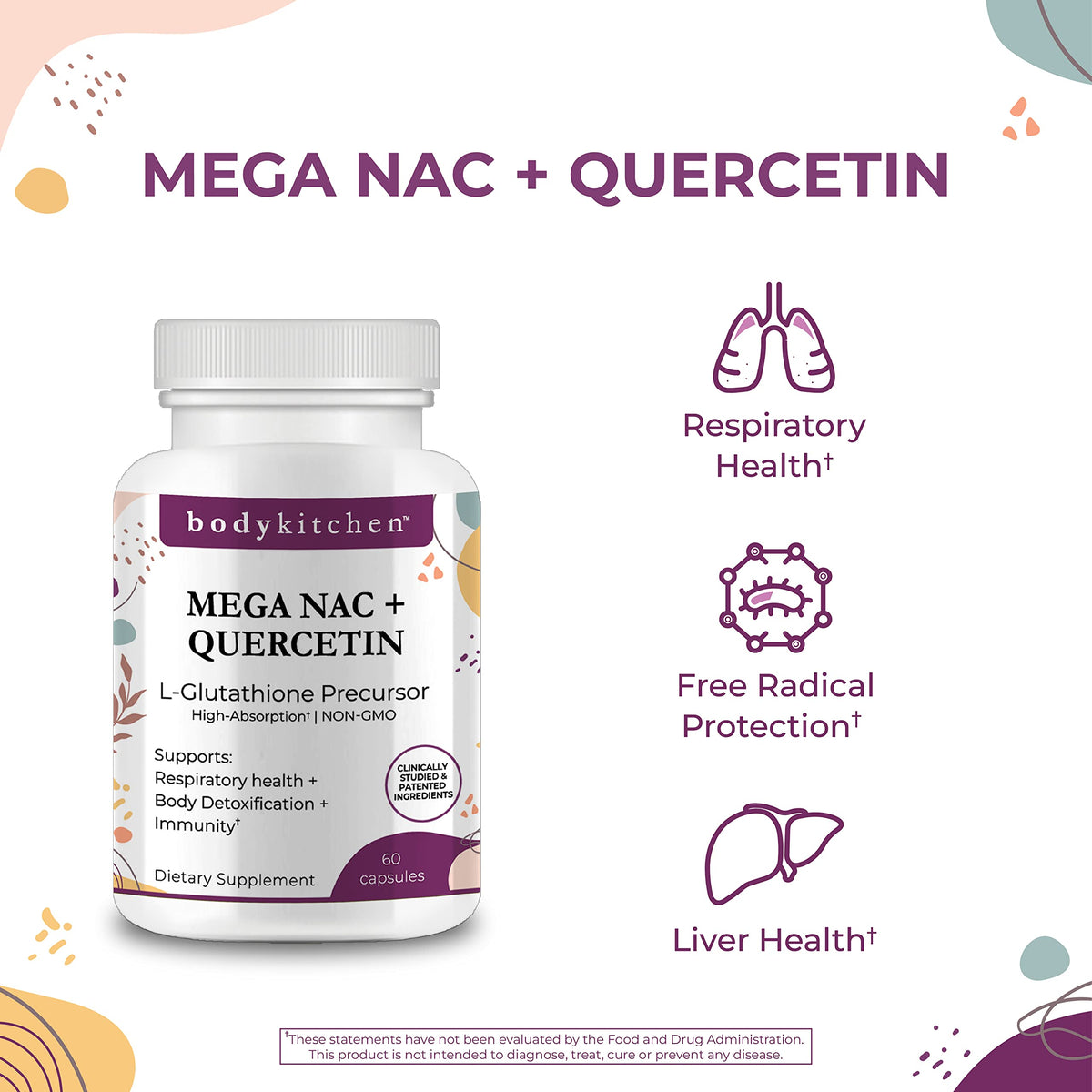 Body Kitchen Mega NAC 600mg N-Acetyl Cysteine with Quercetin