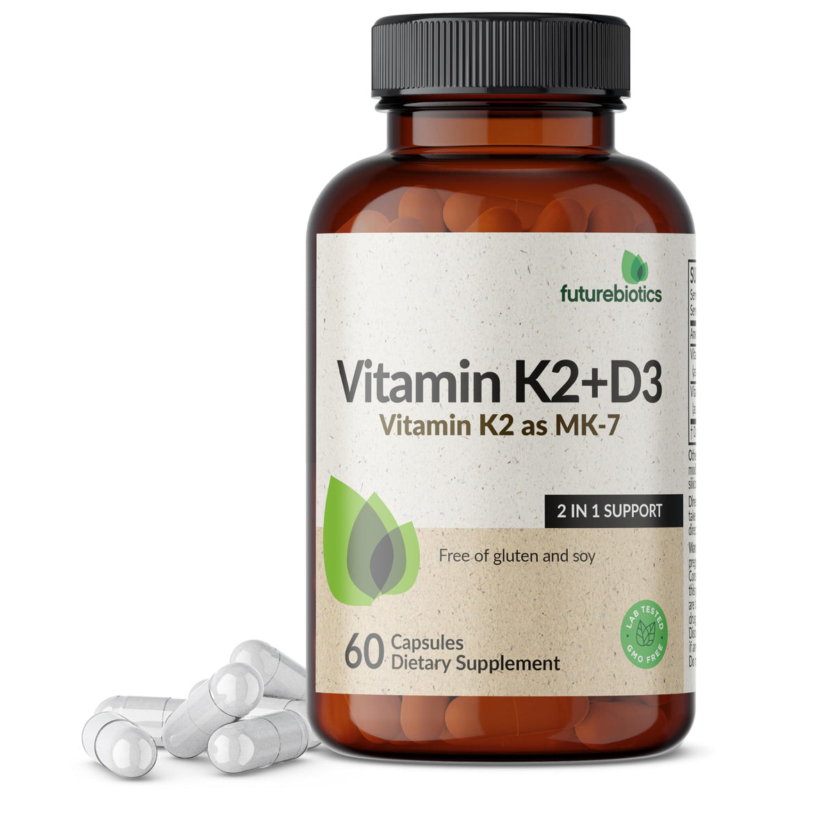 Futurebiotics Vitamin K2 (MK7) with D3 Supplement - Bone and Heart