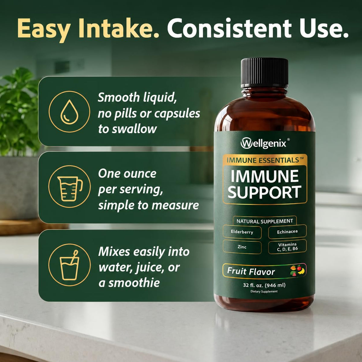 Wellgenix Immune Essentials Immune Support Liquid - 32 Fl Oz - image 3