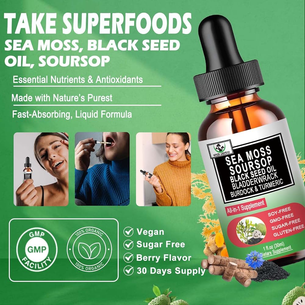 Vita Letuo Sea Moss Black Seed Oil Soursop Liquid Drops - 1 Fl Oz - image 4