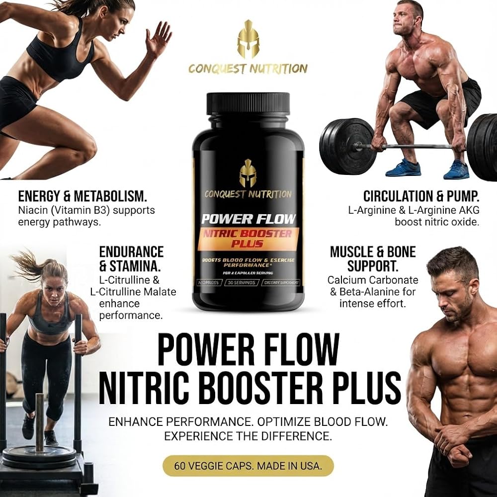 Conquest Nutrition Power Flow Nitric Booster - 60 Vegetarian Capsules - image 5