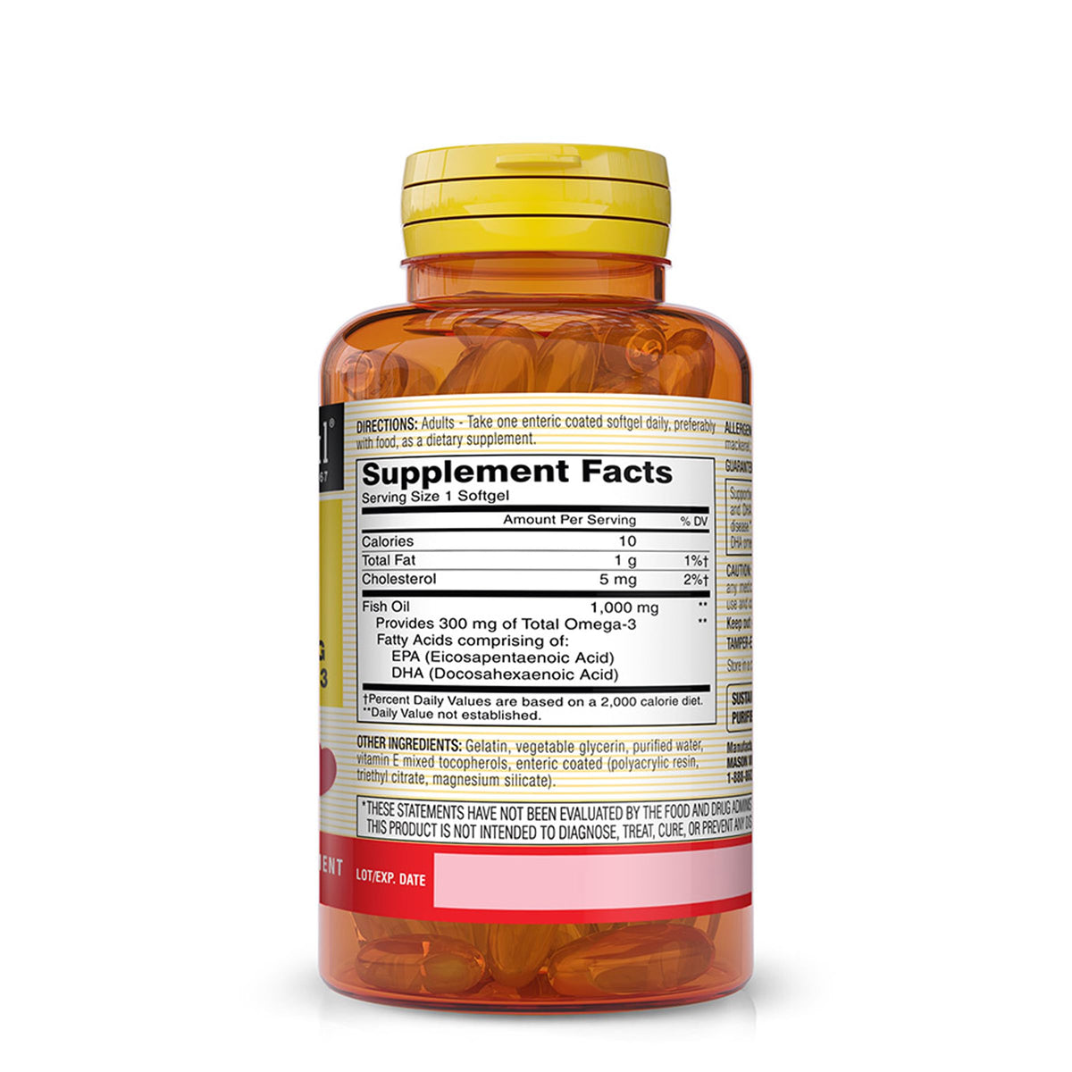 MASON NATURAL No Burp Fish Oil 1000 mg Omega-3 - 100 Softgels - image 2