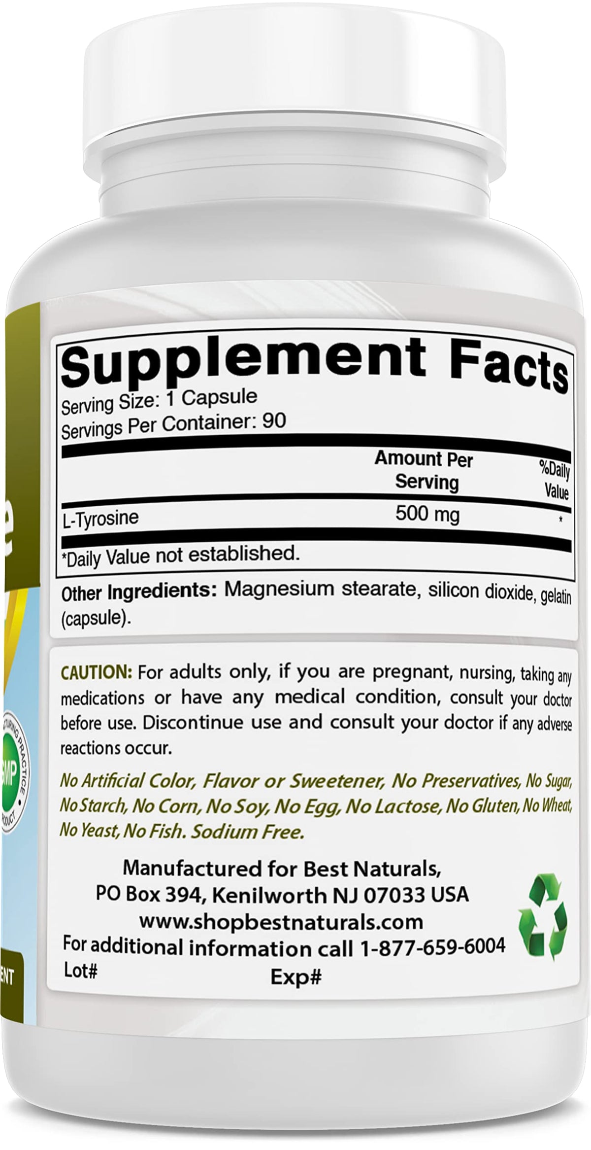 Best Naturals L-Tyrosine 500 mg 90 Capsules