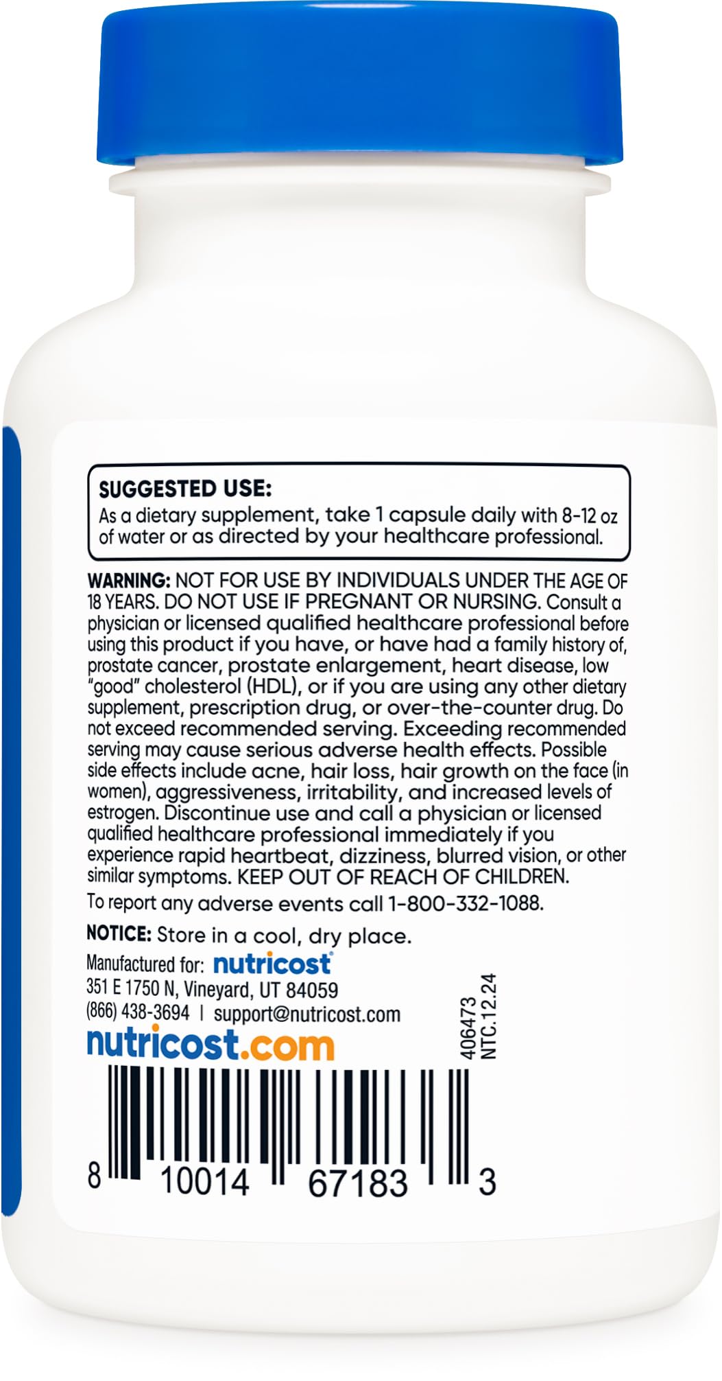 Nutricost DHEA 100mg Capsules - Gluten Free