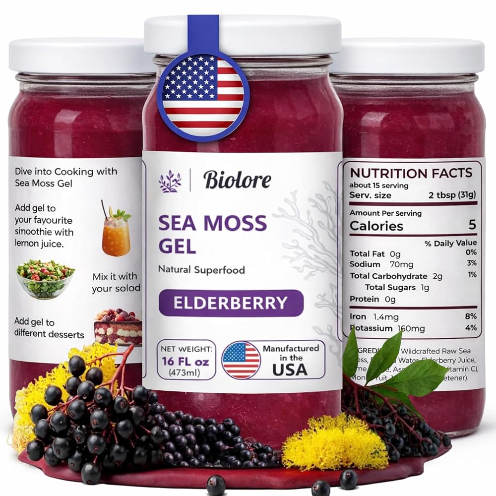 Biolore Elderberry Sea Moss Gel Wildcrafted - 16 Fl Oz
