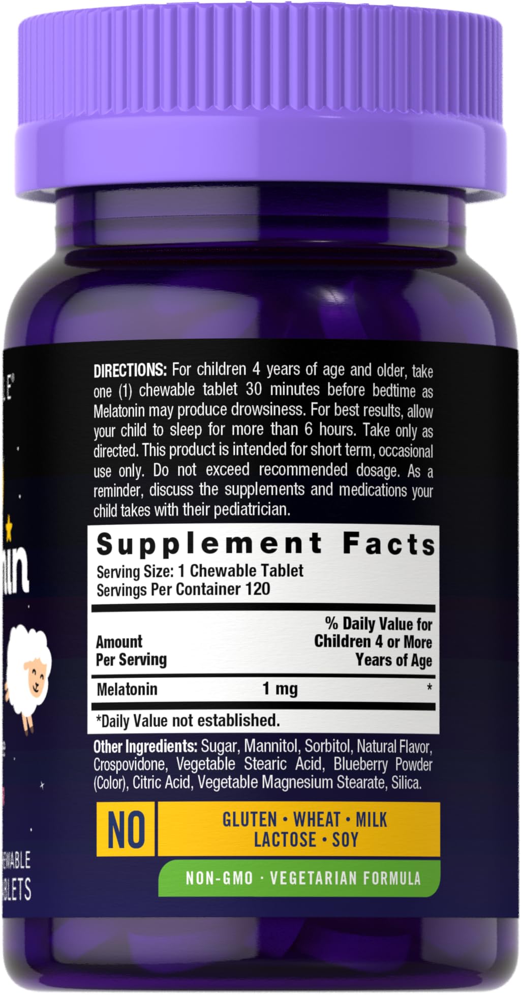 Carlyle Kids Melatonin 1mg - 120 Chewable Tablets - image 2