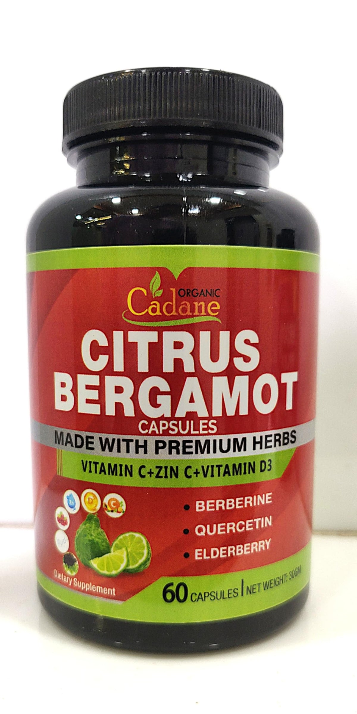 Organic Cadane Citrus Bergamot Extract Immune Support - 60 Capsules