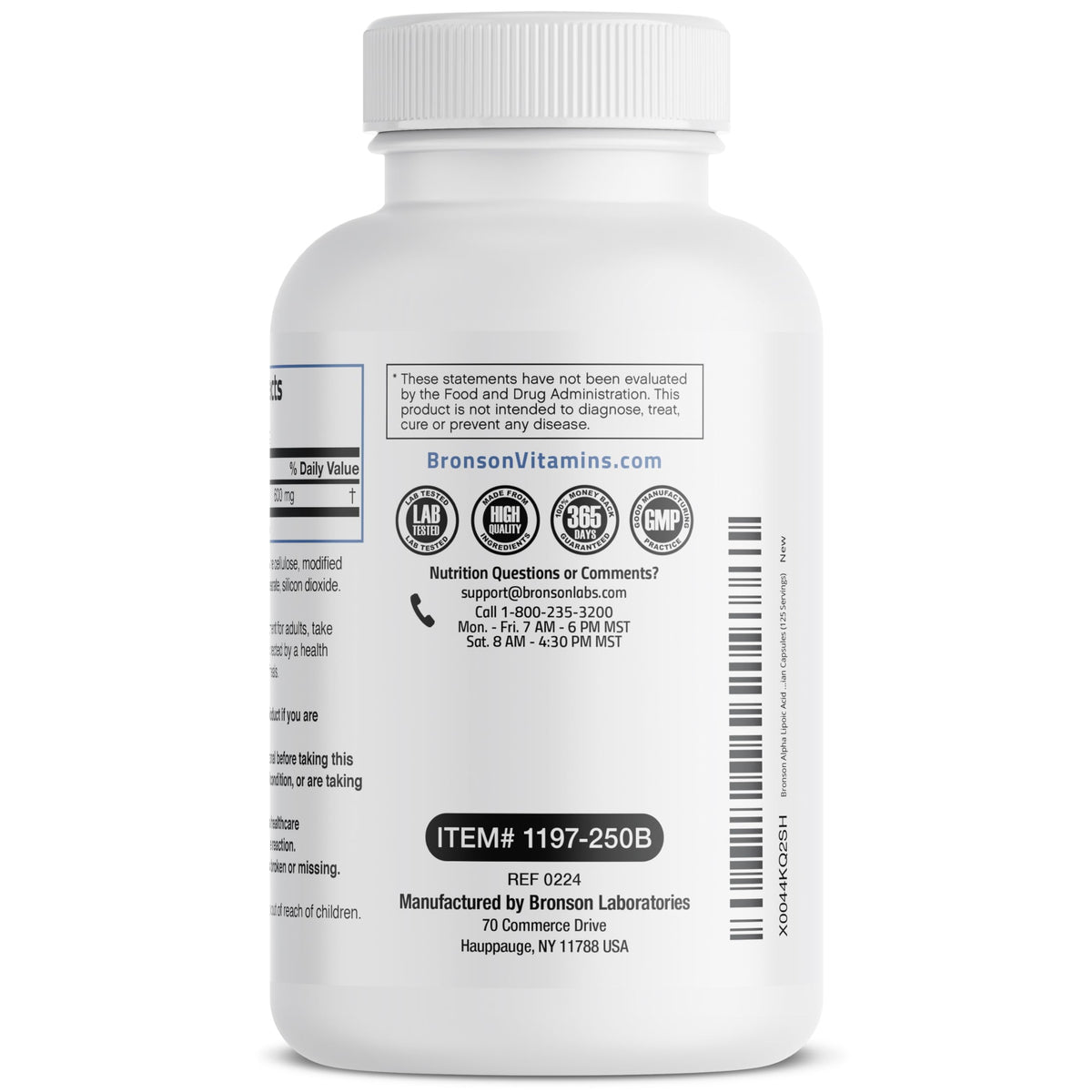 Bronson Alpha Lipoic Acid 600 MG Free Radical Scavenger Supports