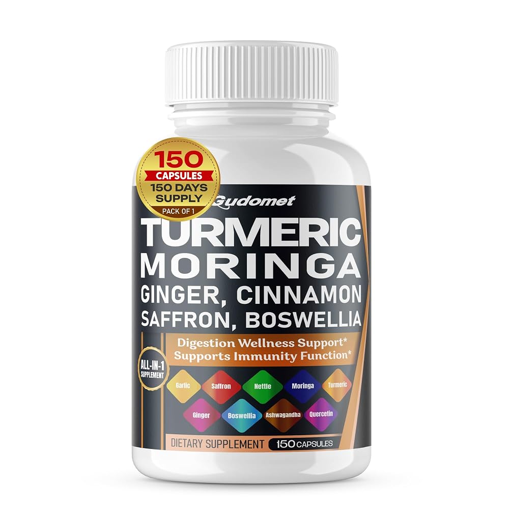 GUDOMET Turmeric 11-in-1 Formula with Moringa & Ginger - 150 Capsules