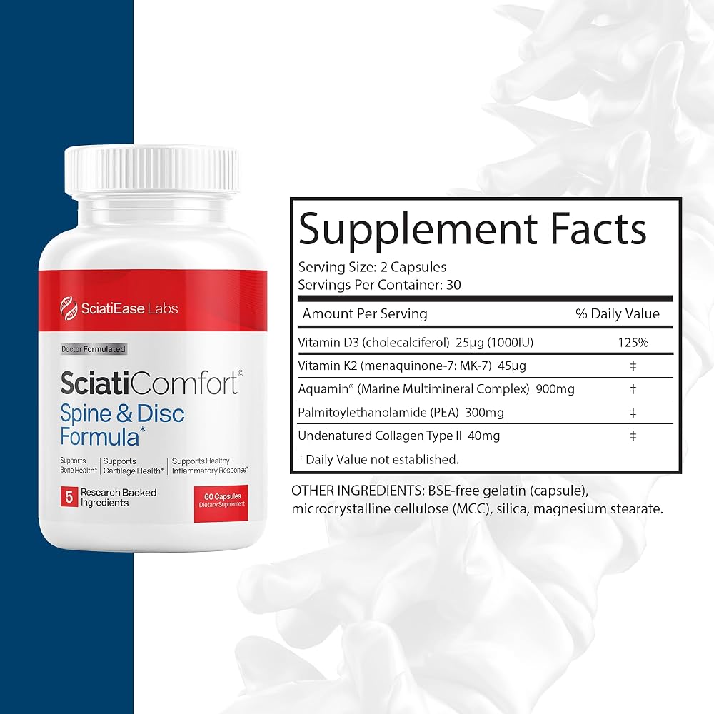 SciatiEase SciatiComfort Spine & Disc Support Supplement - 60 Capsules - image 2