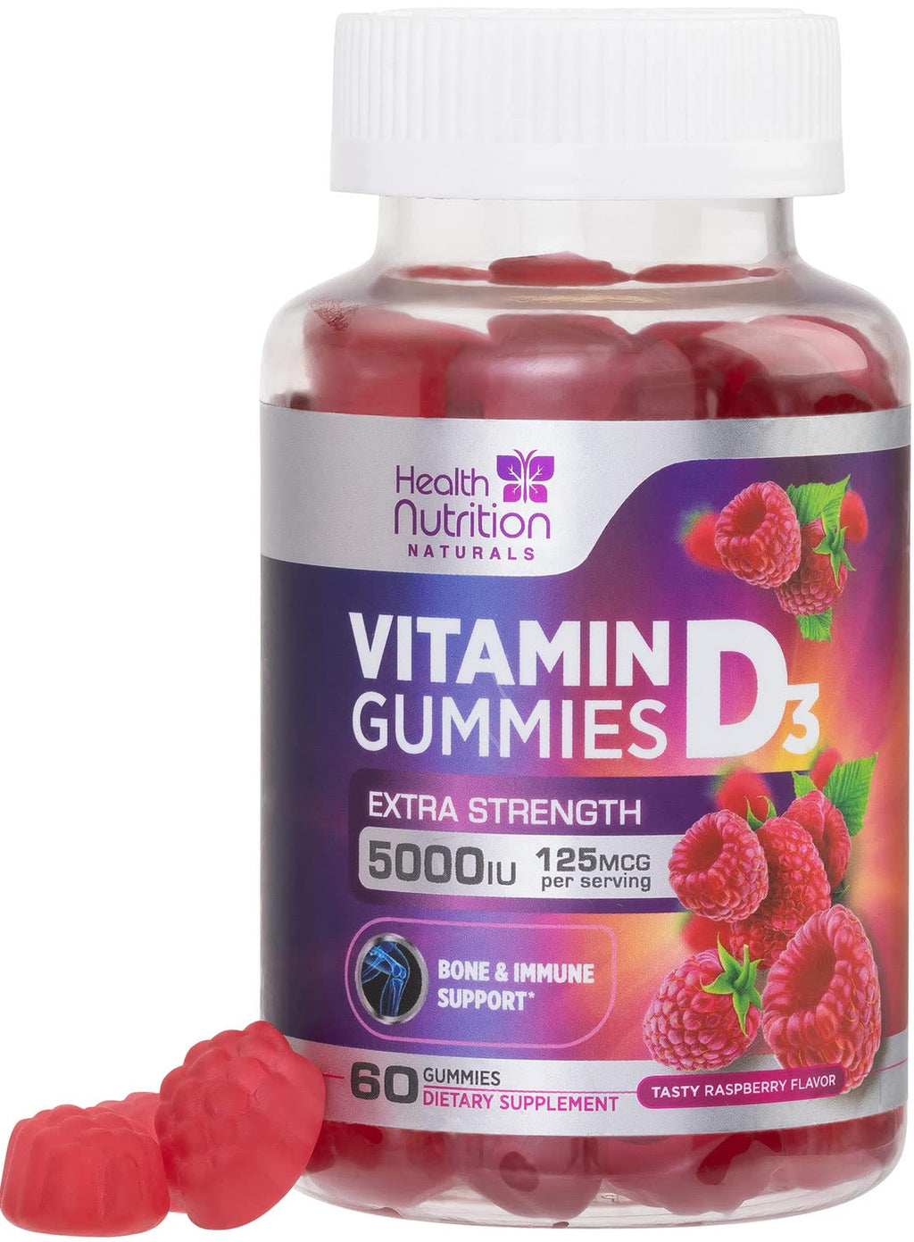 Health Nutrition Naturals Vitamin D3 Gummies 5000 IU (125 mcg)