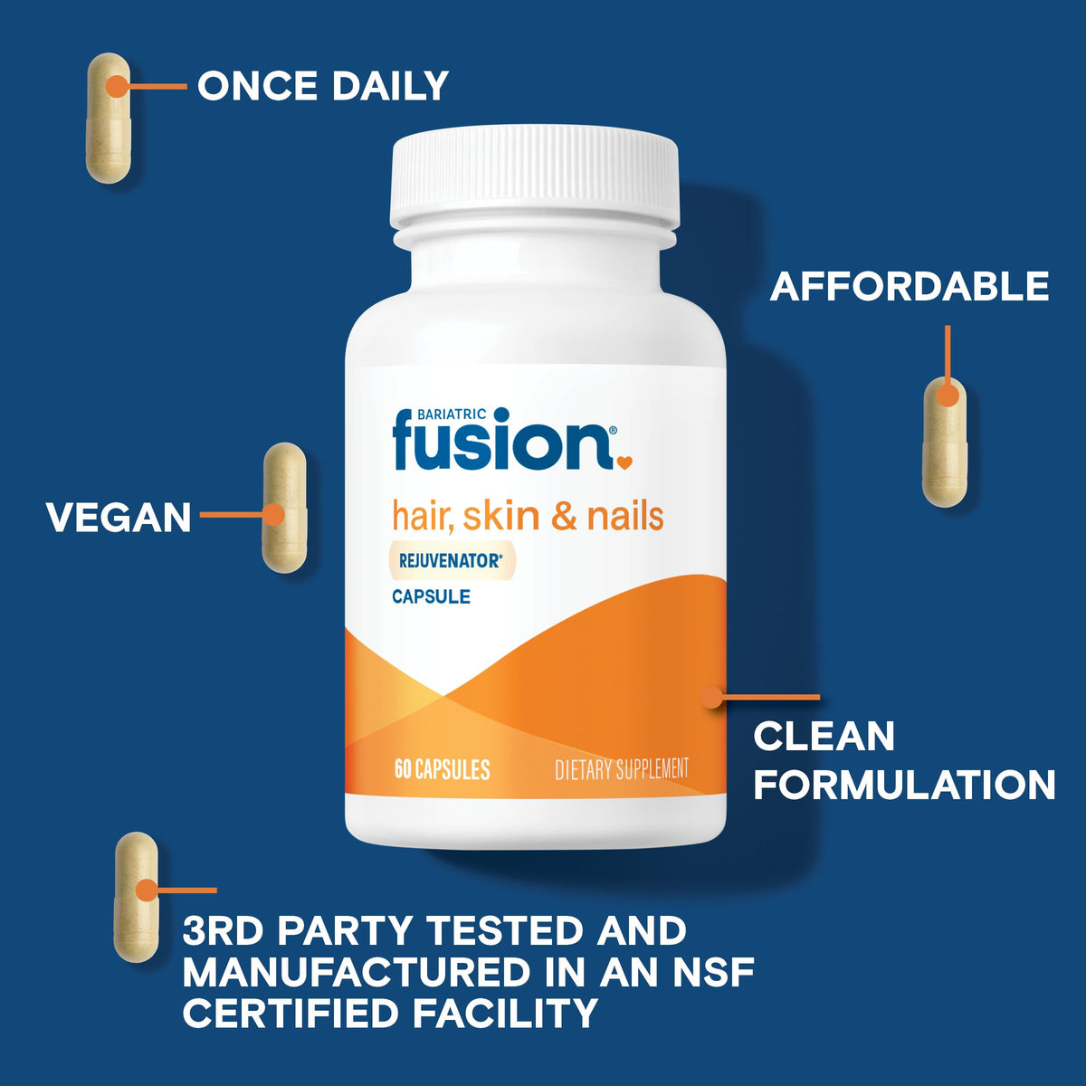 Bariatric Fusion Hair, Skin & Nails Rejuvenator - 60 Capsules - image 3