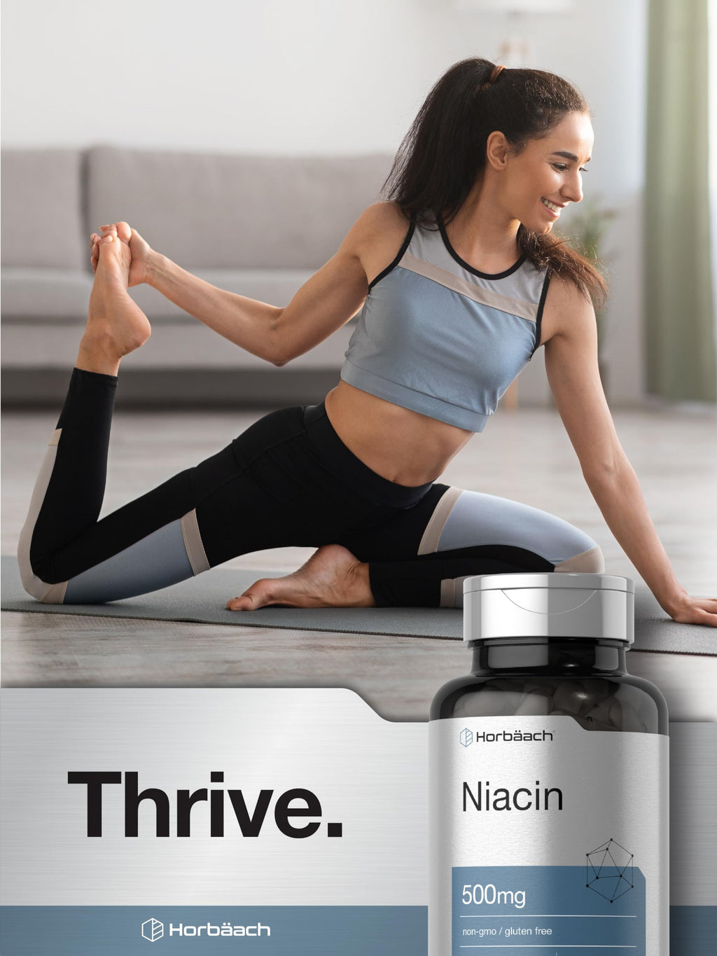 Horbäach Niacin Vitamin B3 500mg - 100 Capsules - image 7