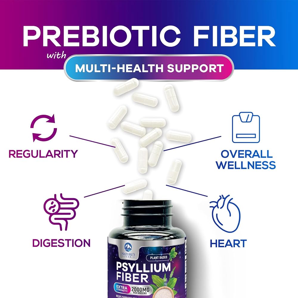 Nature's Peak Psyllium Husk Powder 2000mg Per Serving - Soluble Fiber