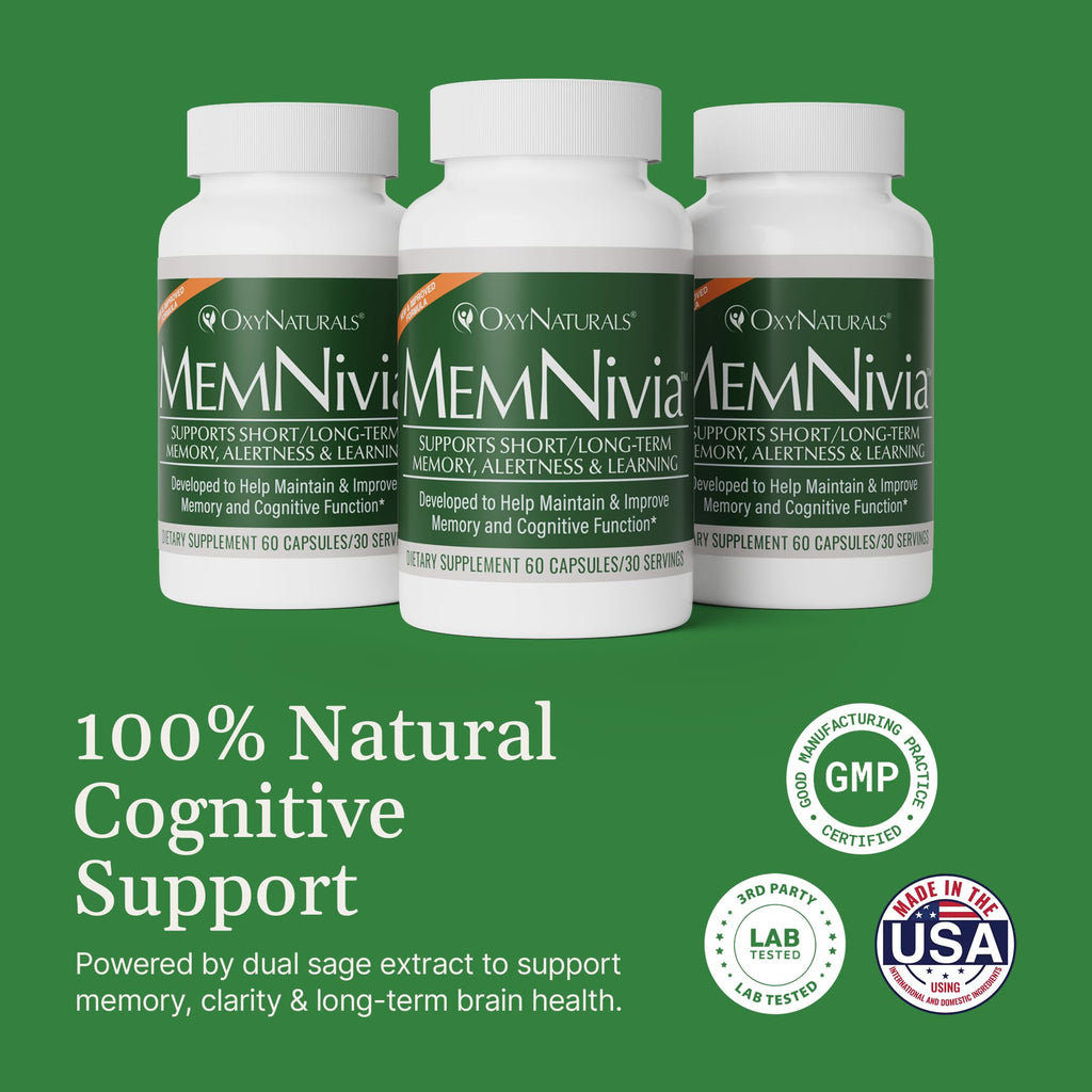 OxyNaturals MemNivia Brain Supplement - Clinically Tested for Memory