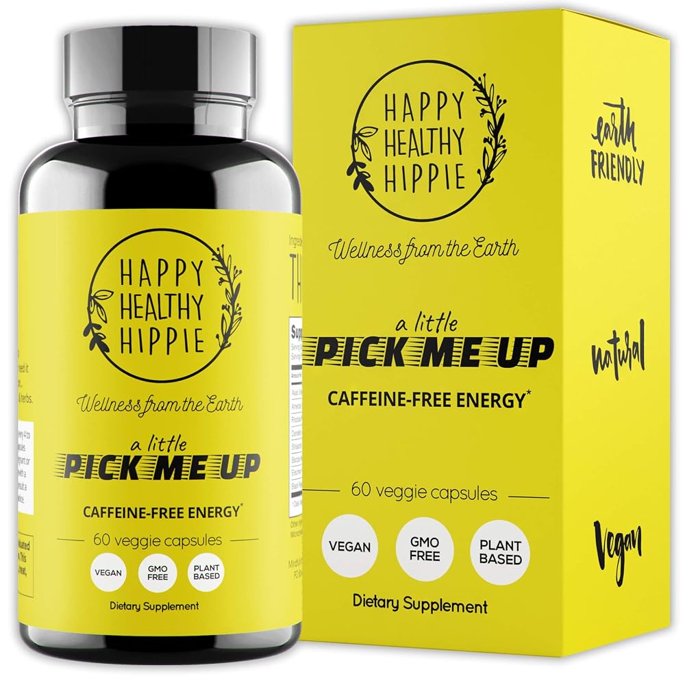 Happy Healthy Hippie Caffeine Free Energy Pills, 7 Herb Complex - 60 Capsules