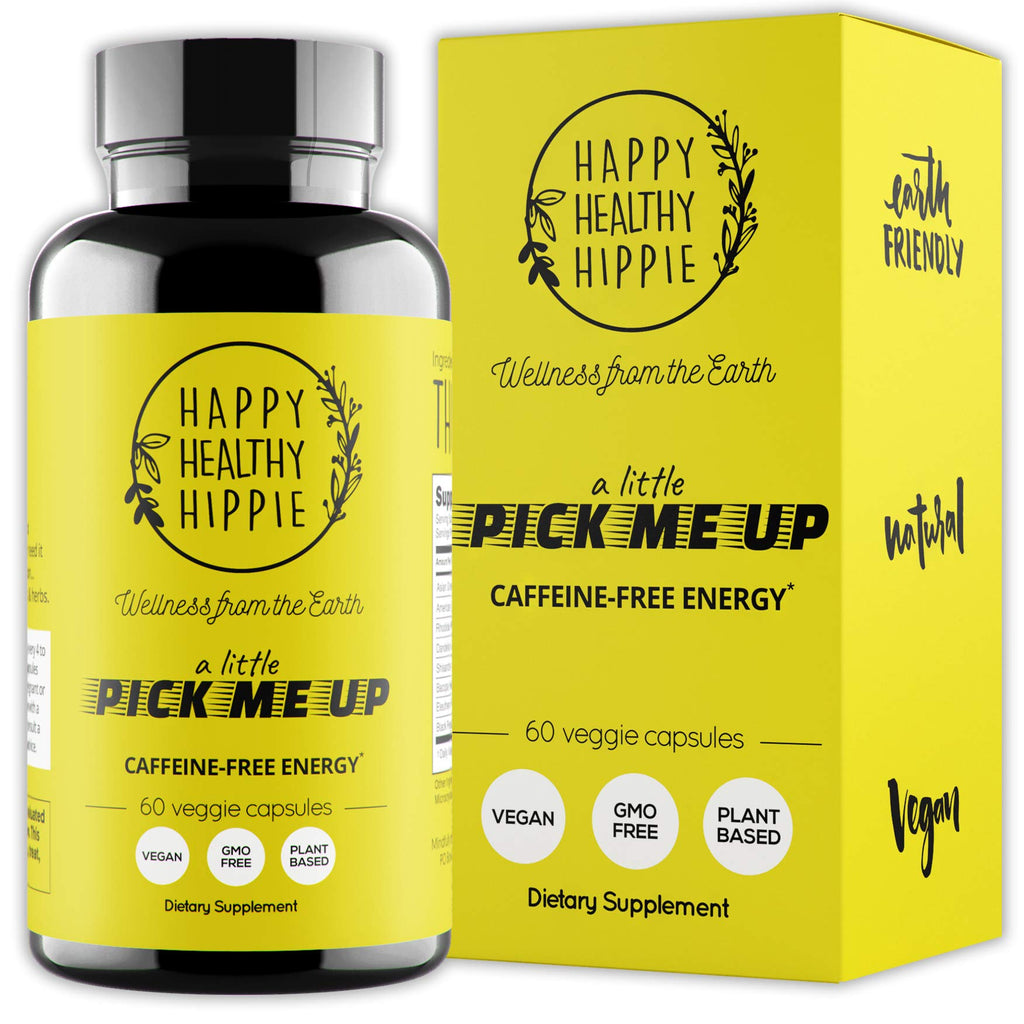 Happy Healthy Hippie Caffeine Free Energy Pills, 7 Herb Complex - 60 Capsules