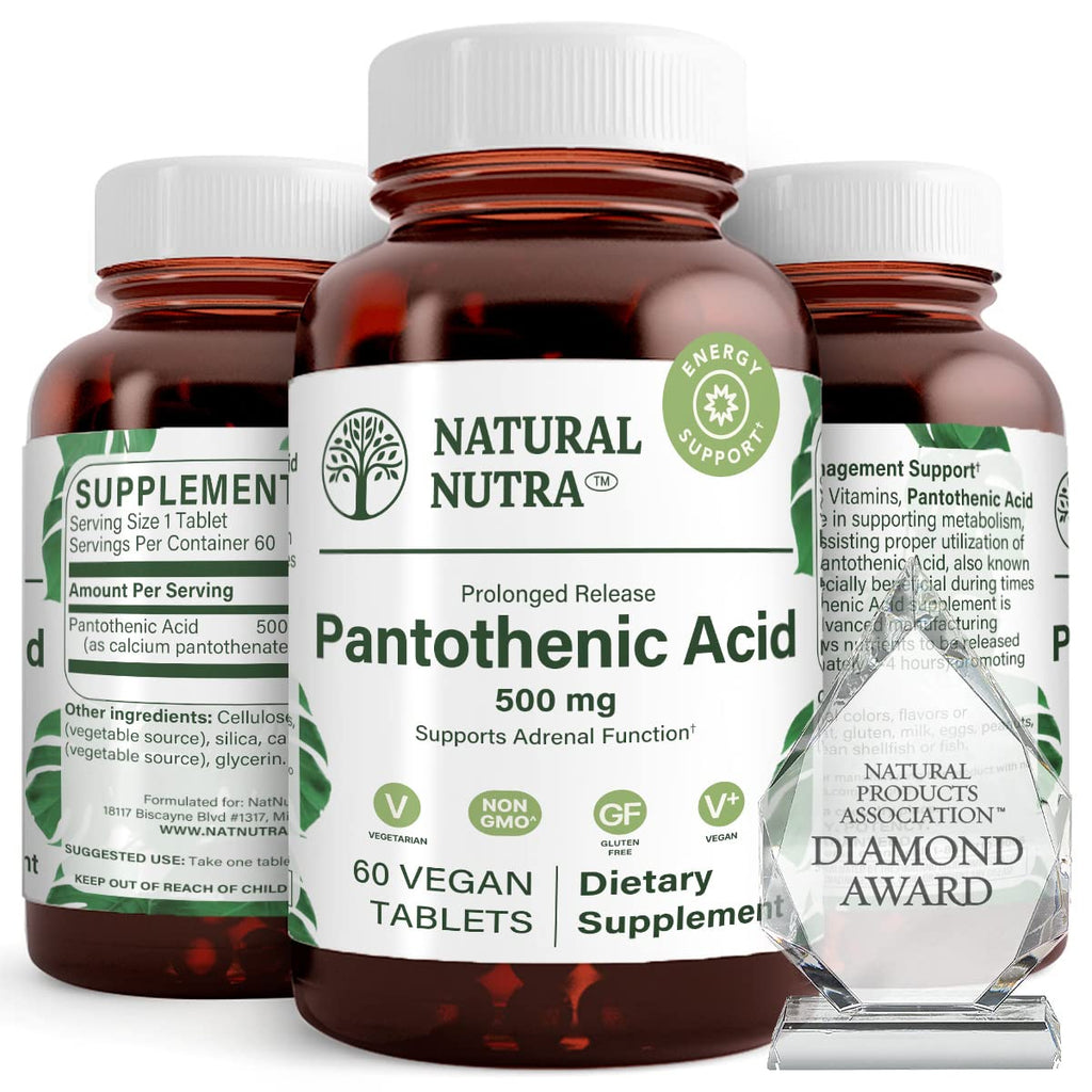 Natural Nutra Pantothenic Acid Vitamin B5 500 mg - 60 Tablets