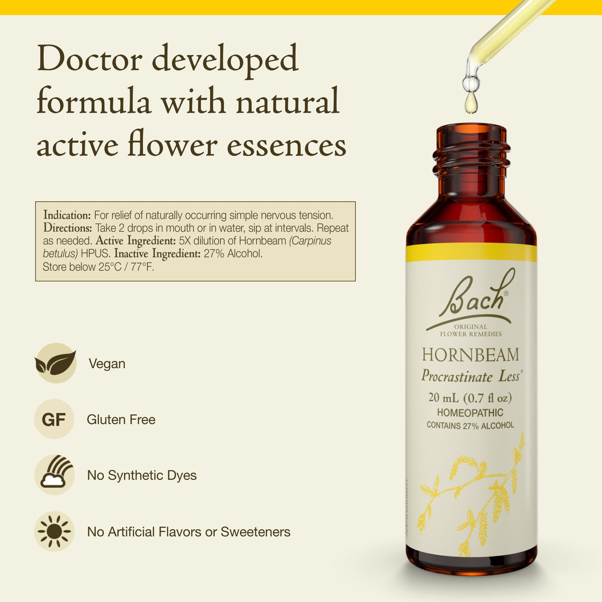 Bach Flower Remedies Hornbeam - 20mL Dropper - image 2