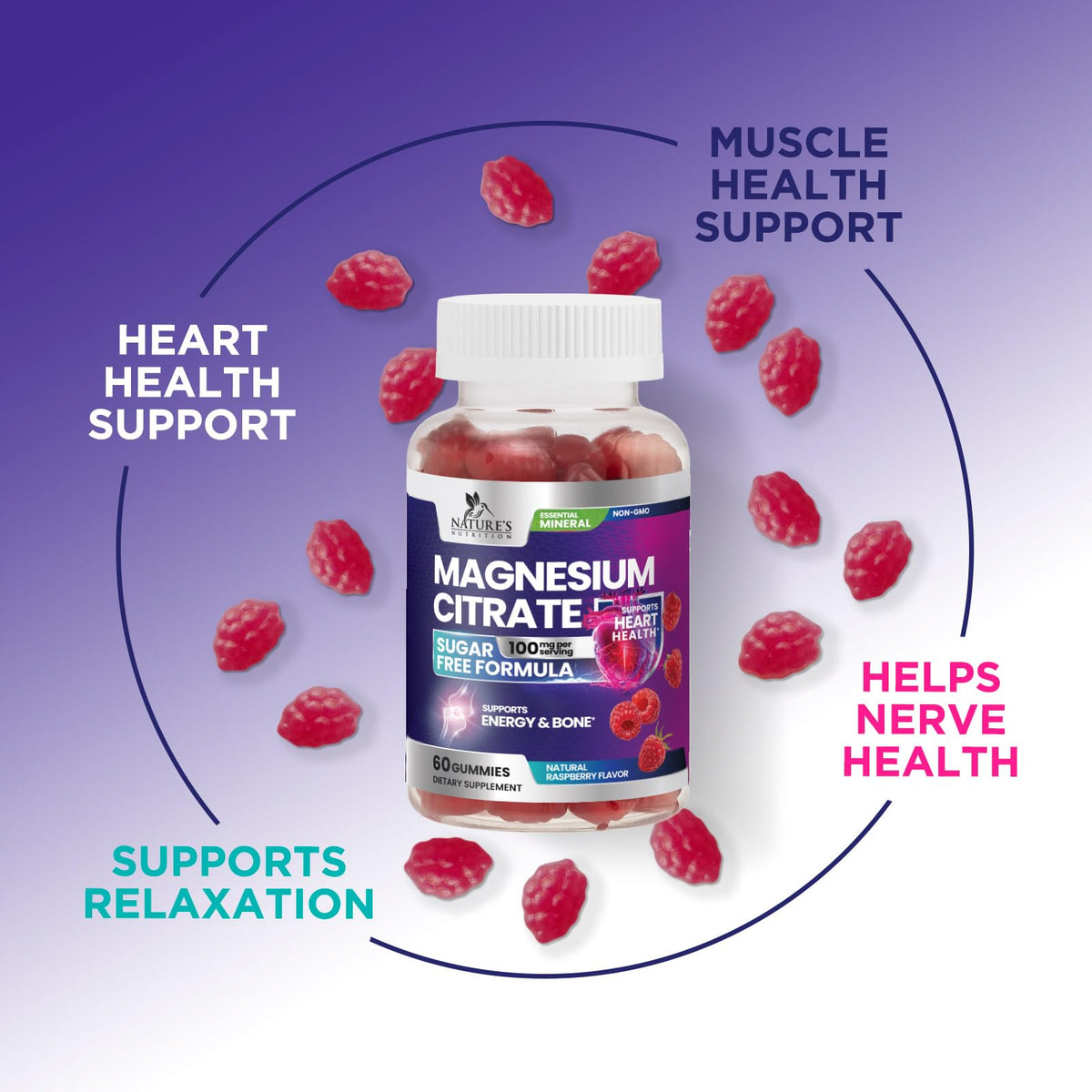 Nature's Nutrition Magnesium Citrate Gummies - 60 Gummies - image 5
