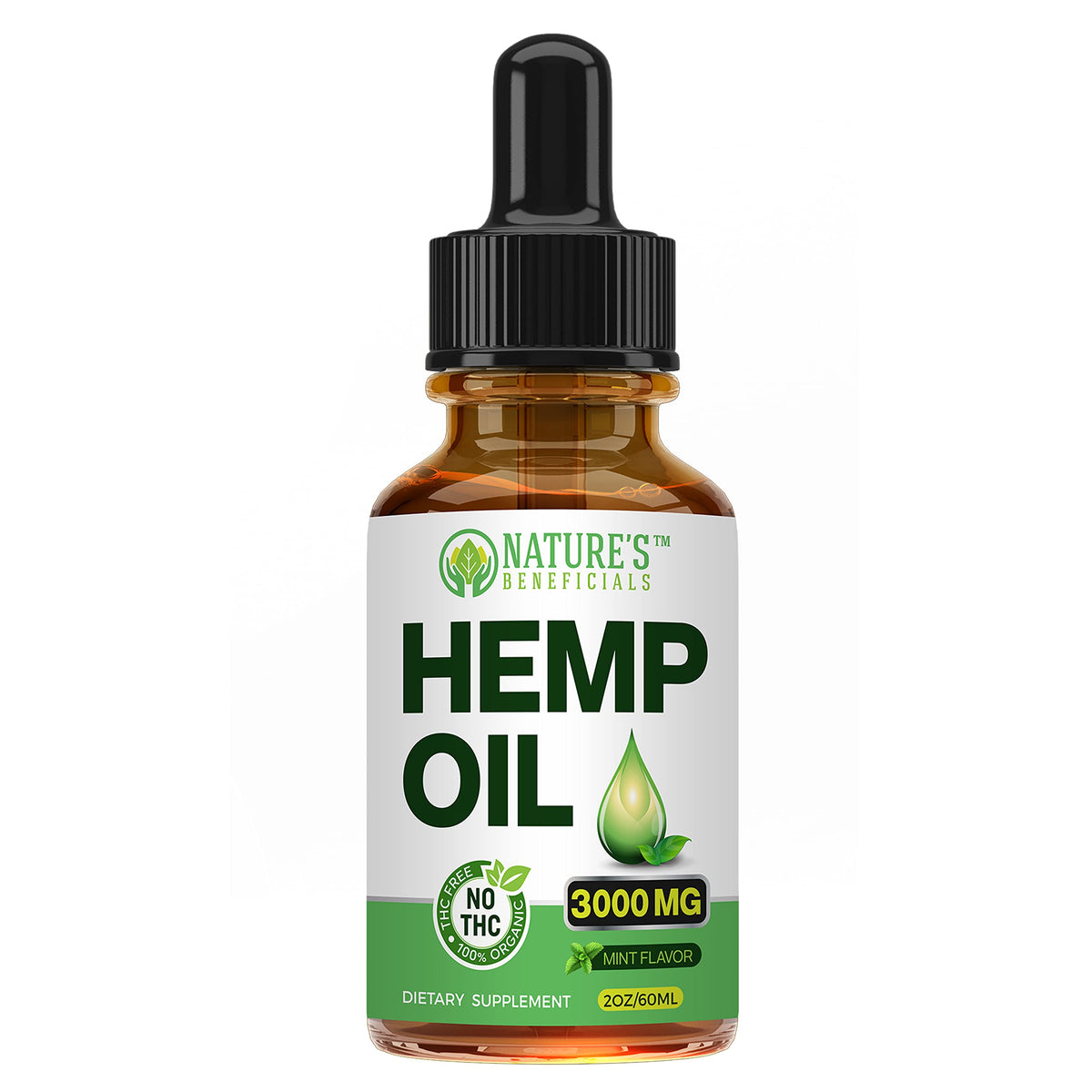 Nature's Beneficials Organic Hemp Oil Extract Drops 3000mg - 2 Fl Oz - image 2
