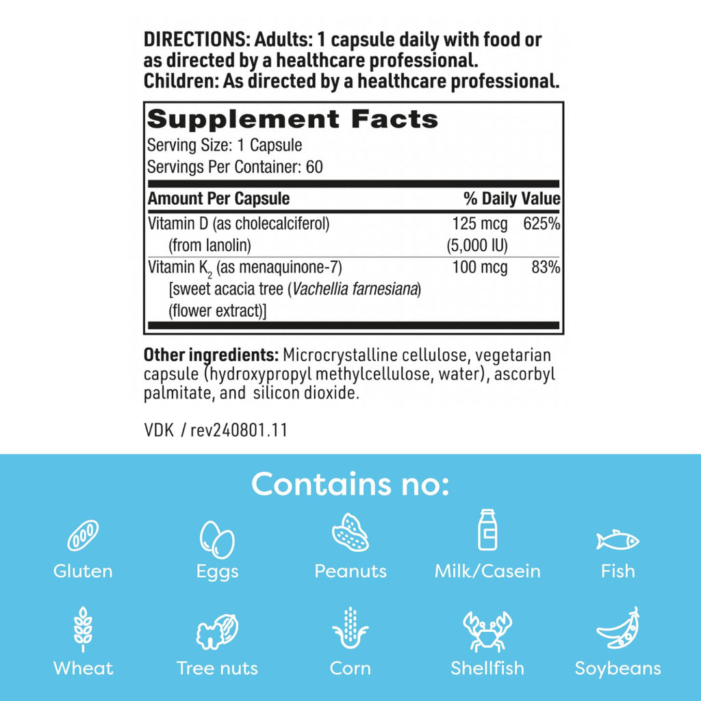 SFI Health Klaire Labs Vitamin D Plus K - 60 Capsules - image 7