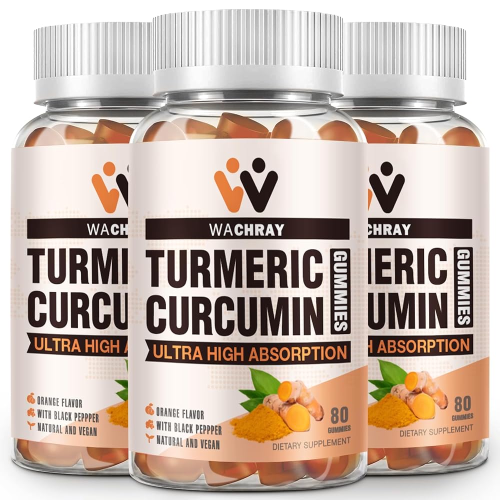 WACHRAY Turmeric Curcumin Gummies with Ginger & Black Pepper - 240 Count