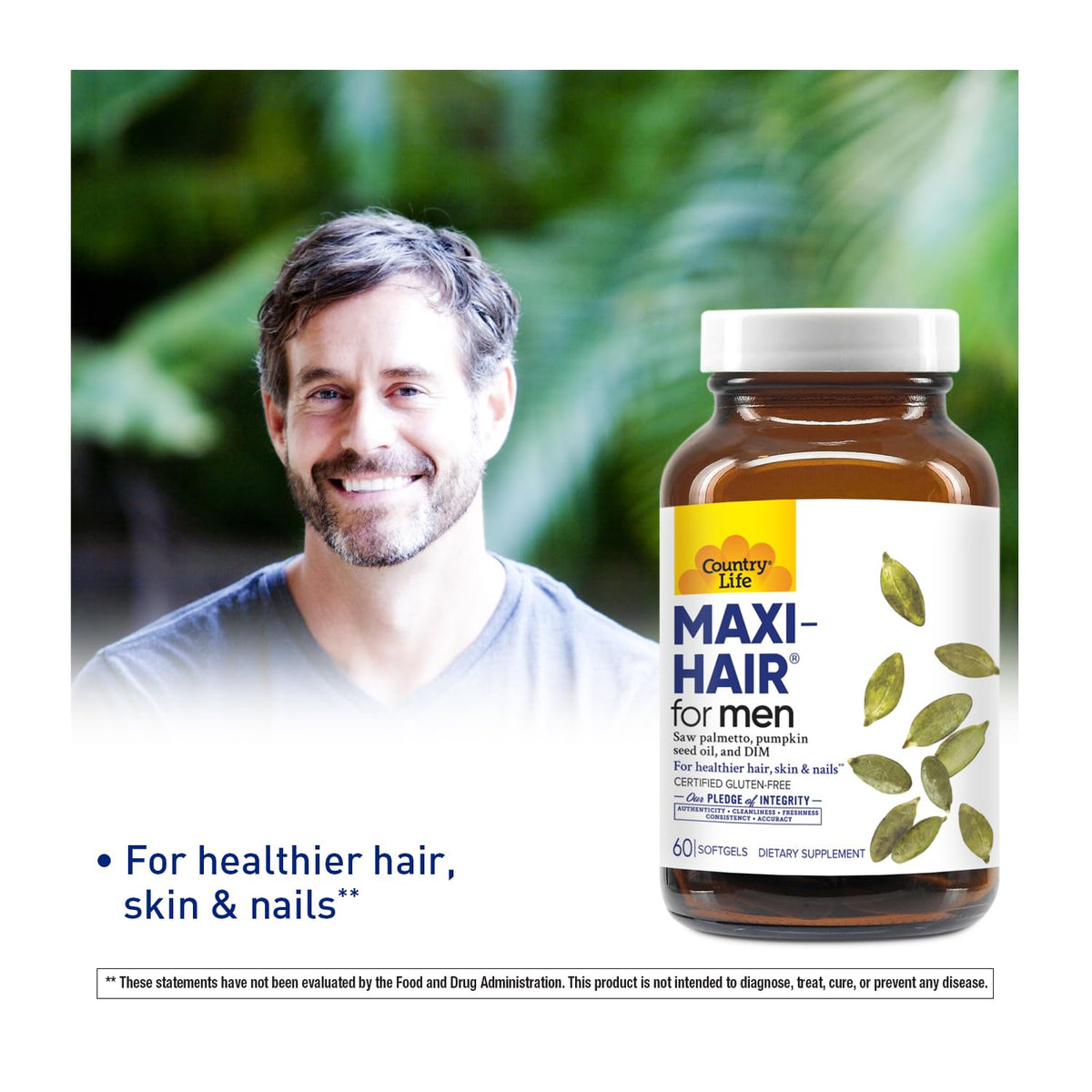 Country Life Maxi-Hair for Men with Biotin & Saw Palmetto - 60 Capsules - image 2