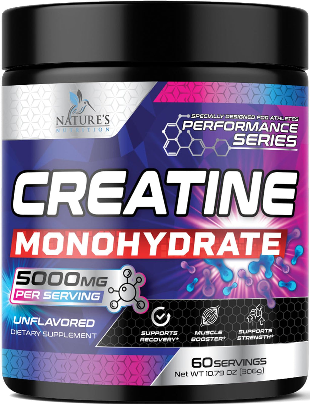Nature's Nutrition Creatine Monohydrate Micronized Powder - 60 Servings