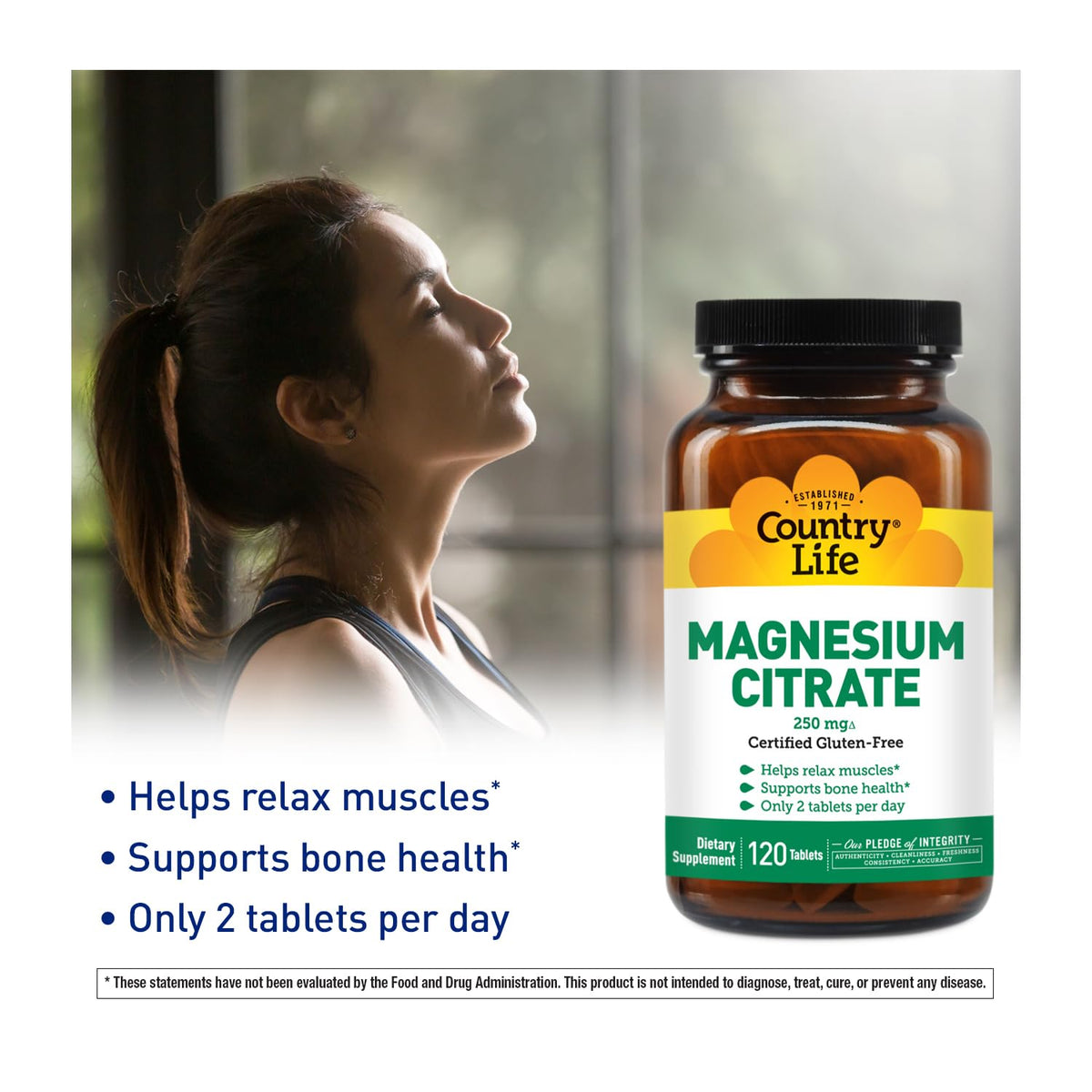 Country Life Magnesium Citrate 250 mg - 120 Tablets - image 2