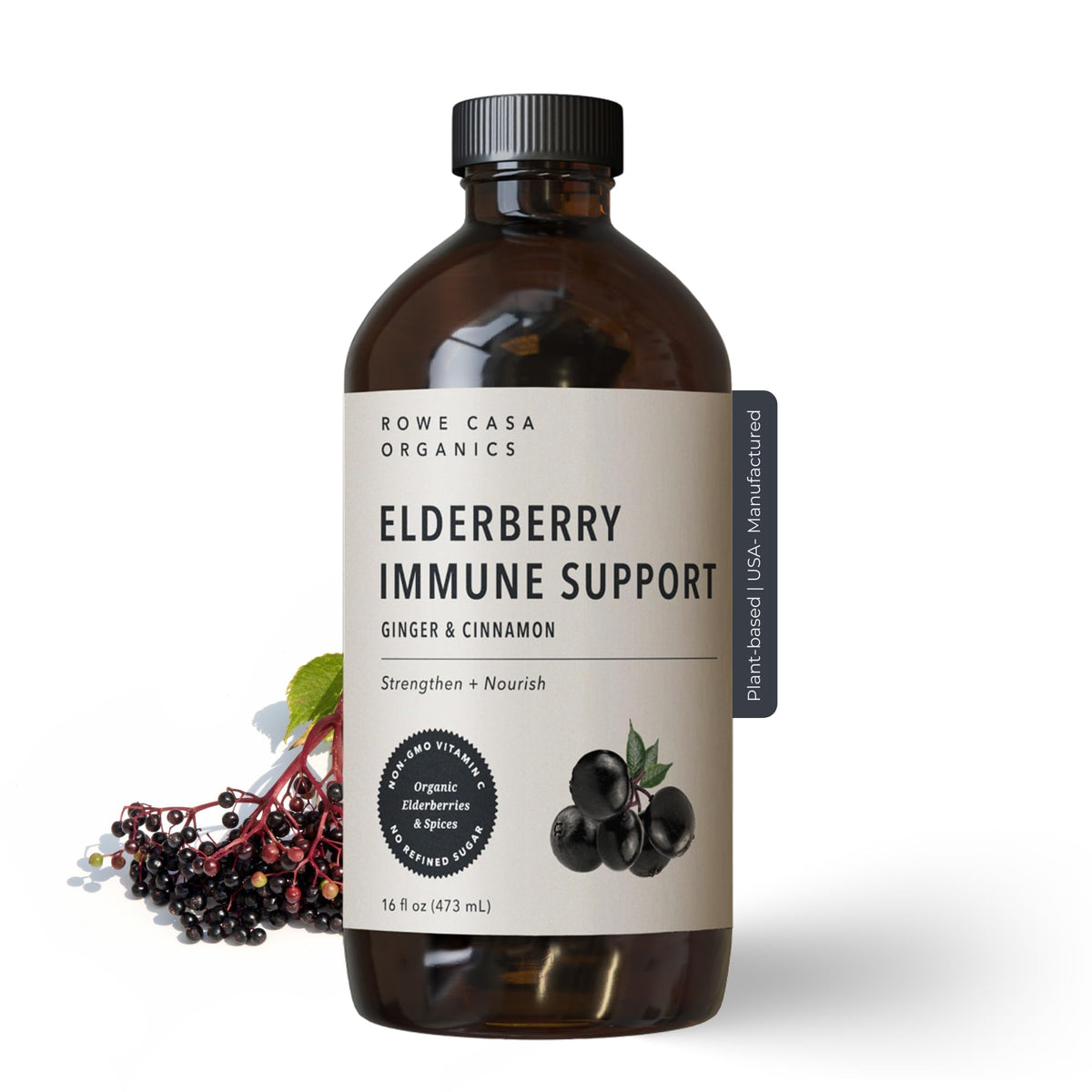 Rowe Casa Organics Elderberry Syrup with Vitamin C & Zinc - 16 Fl Oz