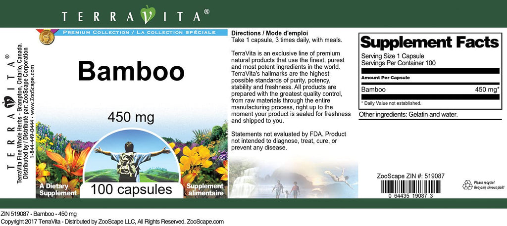 Terravita Bamboo 450 mg - 300 Capsules (3 Pack) - image 2
